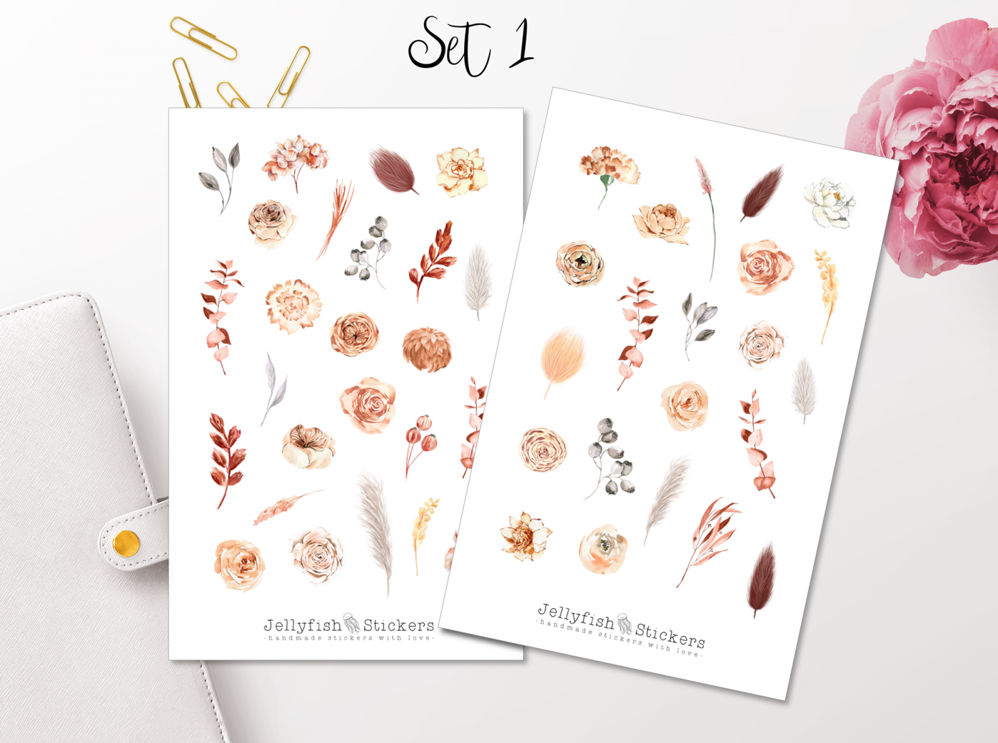 Beige Flowers Sticker Set